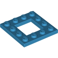 Lego destička 4x4 s dírou (výřezem) 2x2, azurová tmavá (6249801)